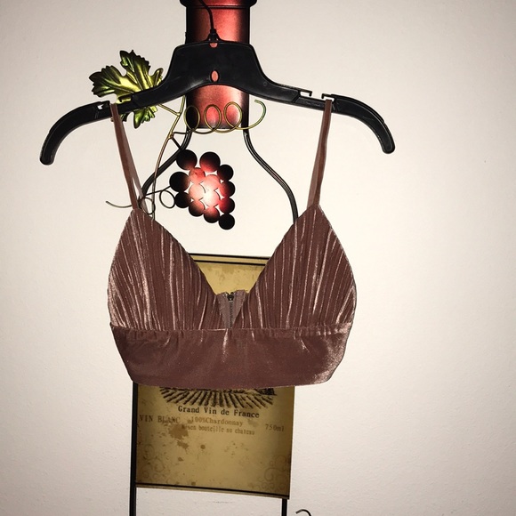 noir by nature fashions Other - Mauve Velvet Feel Bralette with Zip Back